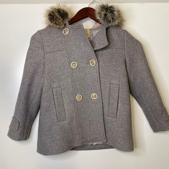 Zara kids gray coat with faux fur trimmed~… - Picture 4 of 10